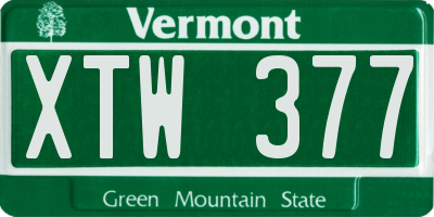 VT license plate XTW377