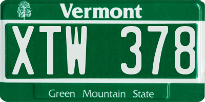 VT license plate XTW378