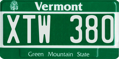 VT license plate XTW380