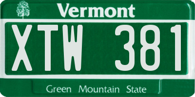 VT license plate XTW381