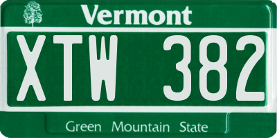 VT license plate XTW382