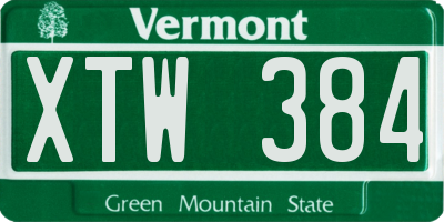 VT license plate XTW384
