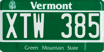 VT license plate XTW385