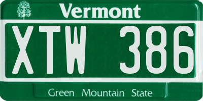 VT license plate XTW386
