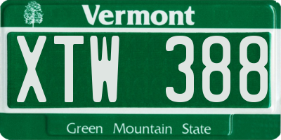 VT license plate XTW388