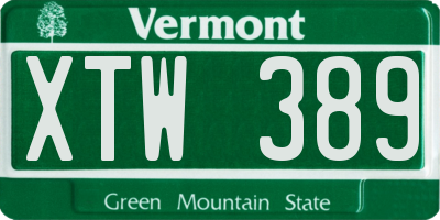 VT license plate XTW389