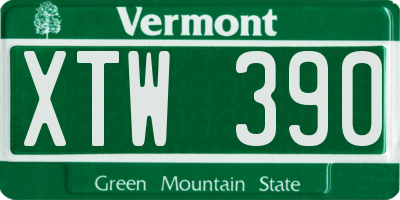 VT license plate XTW390