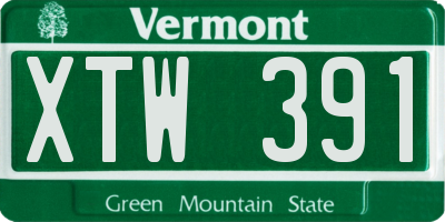 VT license plate XTW391
