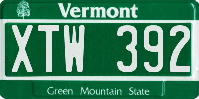 VT license plate XTW392