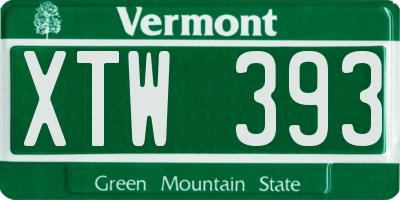VT license plate XTW393
