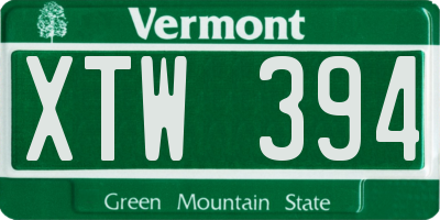 VT license plate XTW394
