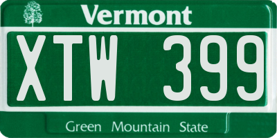VT license plate XTW399