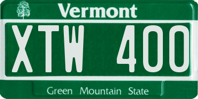 VT license plate XTW400