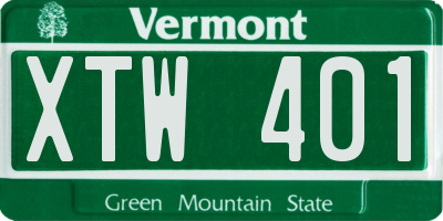 VT license plate XTW401