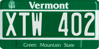 VT license plate XTW402