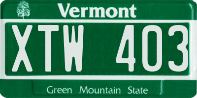 VT license plate XTW403