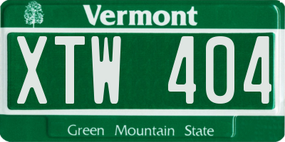 VT license plate XTW404
