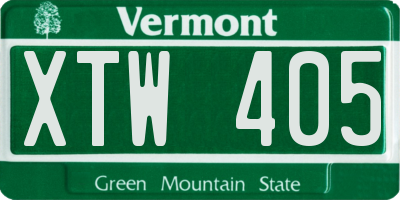 VT license plate XTW405