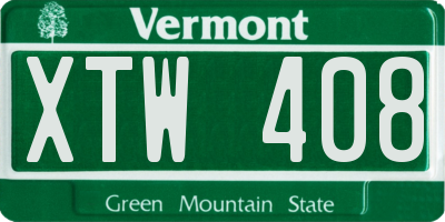VT license plate XTW408