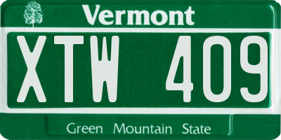 VT license plate XTW409