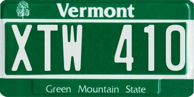 VT license plate XTW410