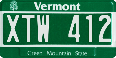 VT license plate XTW412