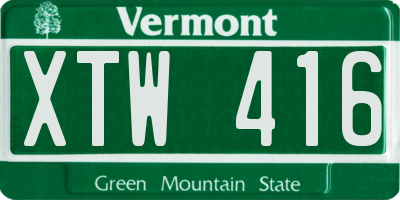 VT license plate XTW416