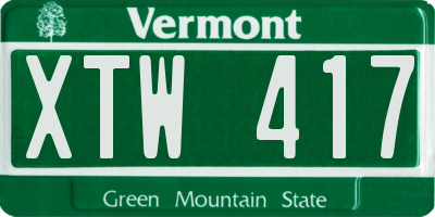 VT license plate XTW417