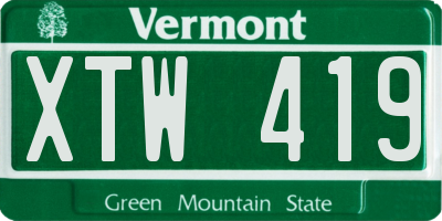 VT license plate XTW419