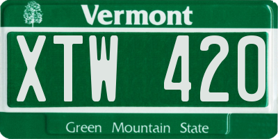VT license plate XTW420