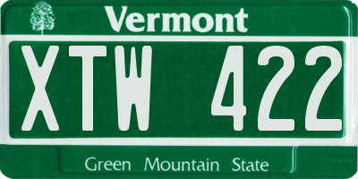 VT license plate XTW422