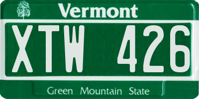 VT license plate XTW426