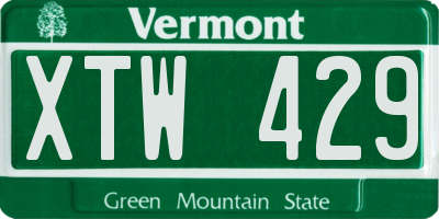 VT license plate XTW429