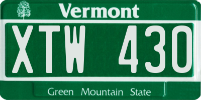 VT license plate XTW430