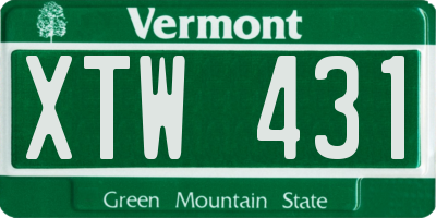 VT license plate XTW431