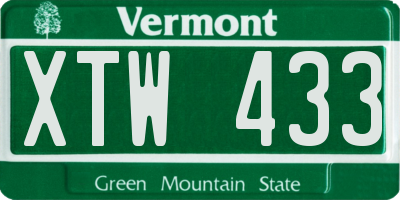 VT license plate XTW433