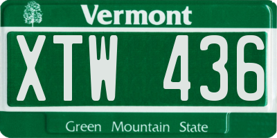 VT license plate XTW436