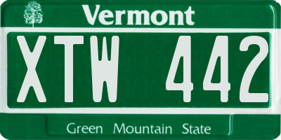 VT license plate XTW442