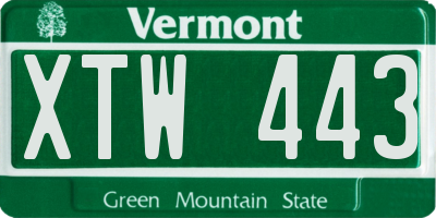 VT license plate XTW443
