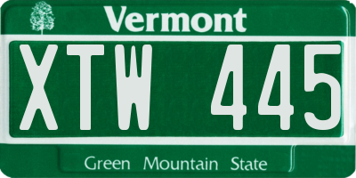 VT license plate XTW445