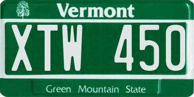 VT license plate XTW450