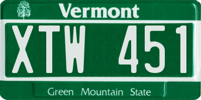 VT license plate XTW451