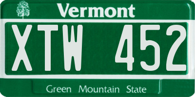 VT license plate XTW452