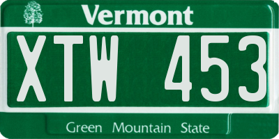 VT license plate XTW453