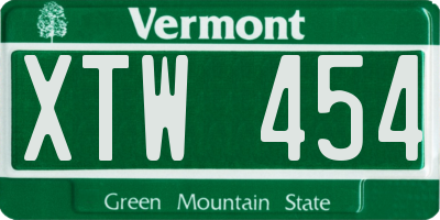 VT license plate XTW454