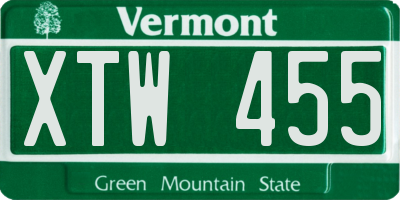 VT license plate XTW455