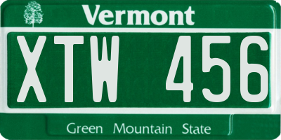 VT license plate XTW456