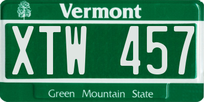 VT license plate XTW457
