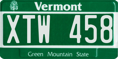 VT license plate XTW458