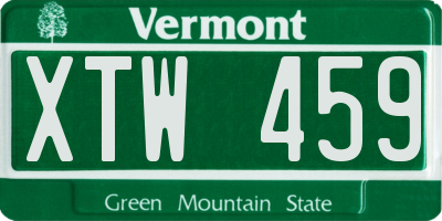 VT license plate XTW459